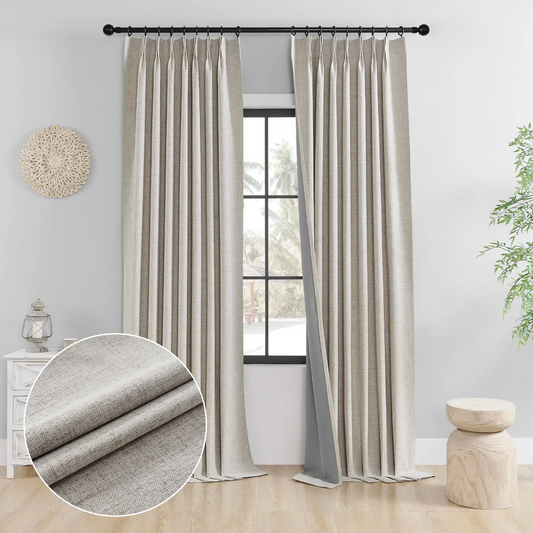 Premium Ring Linen Blackout Curtain Drapes