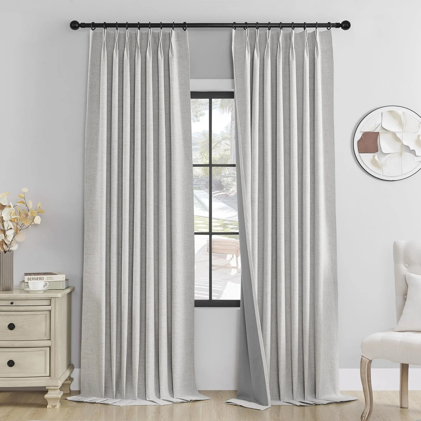 Premium Ring Linen Blackout Curtain Drapes