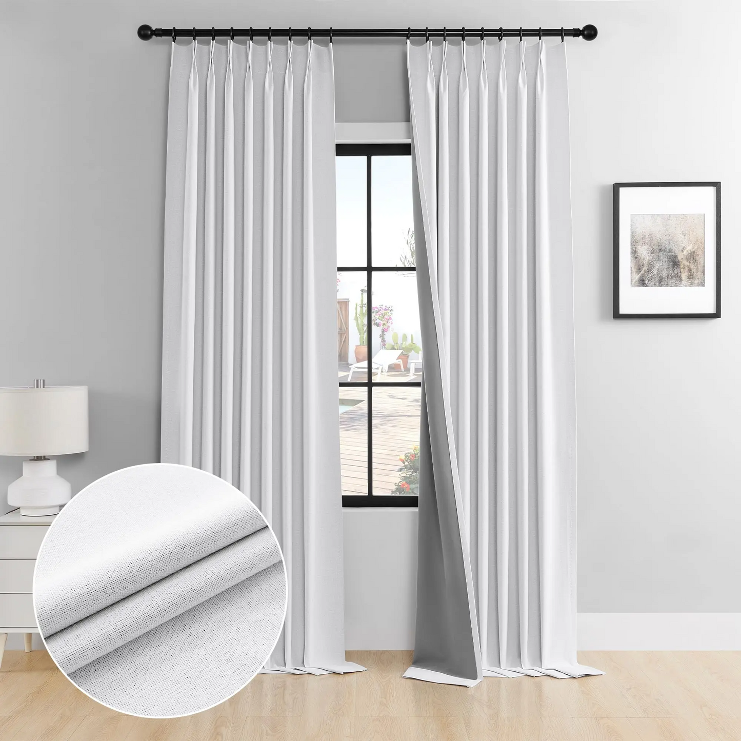 Premium Ring Linen Blackout Curtain Drapes